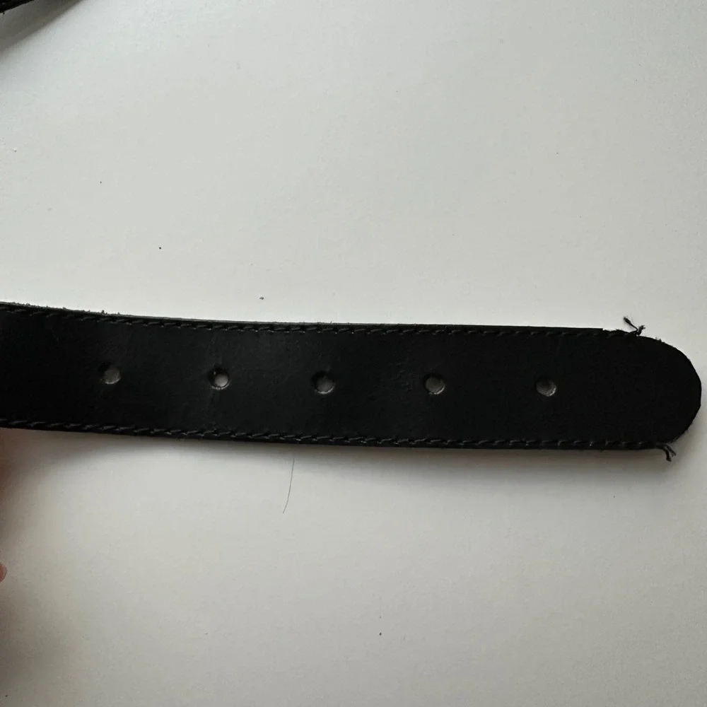 Vtg Compagnie Internationale EXPRESS Black Leather Concho Belt Made In Italy L